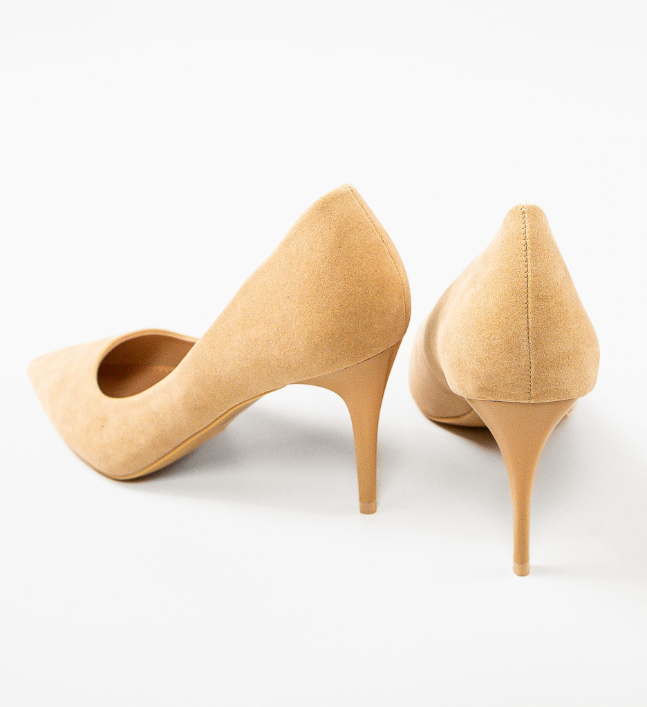 Pantofi Jayanta Bej Eleganți - Toc Comfort - imagine 4