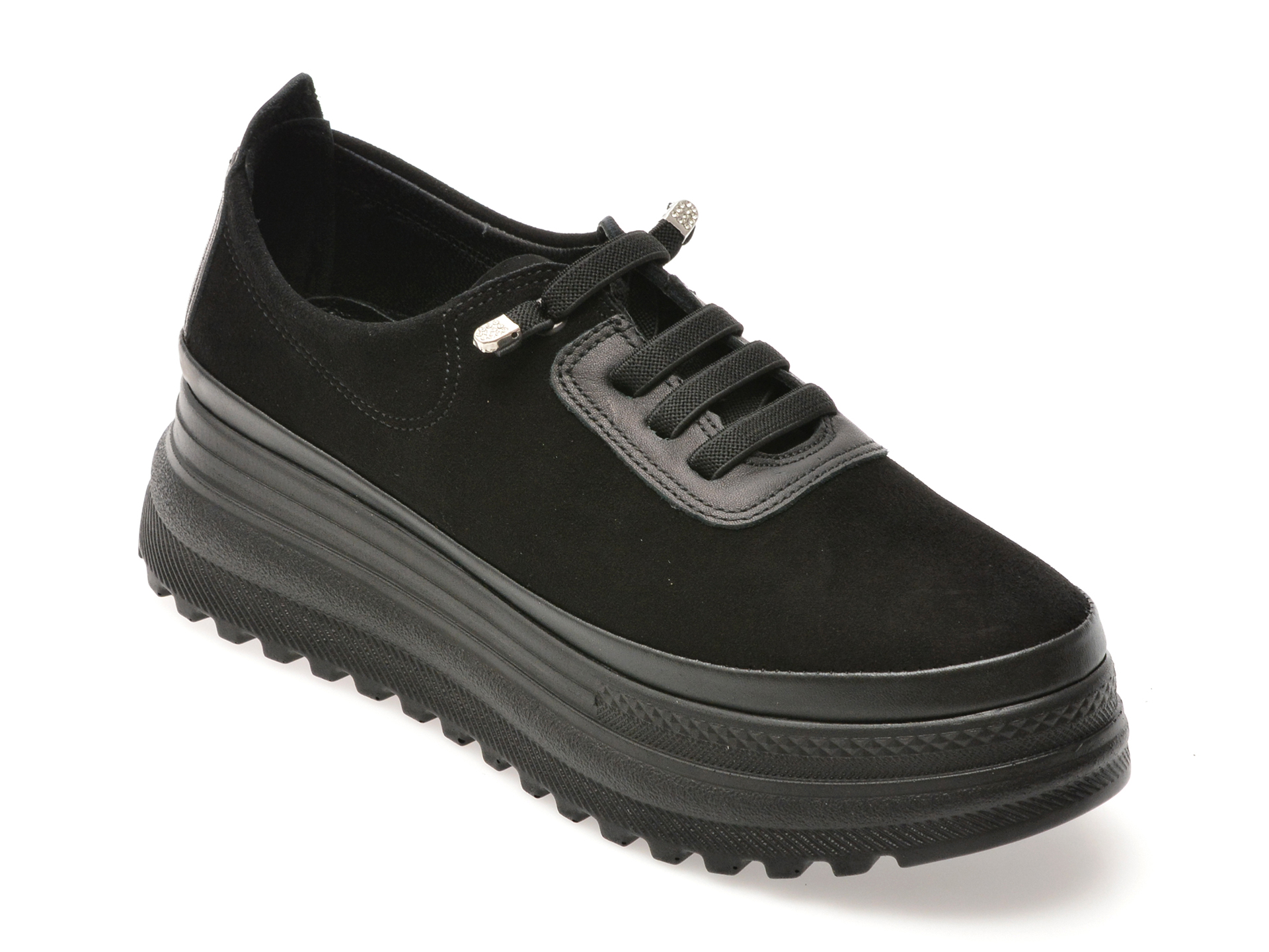 Pantofi Image Negri din Piele Întoarsă
