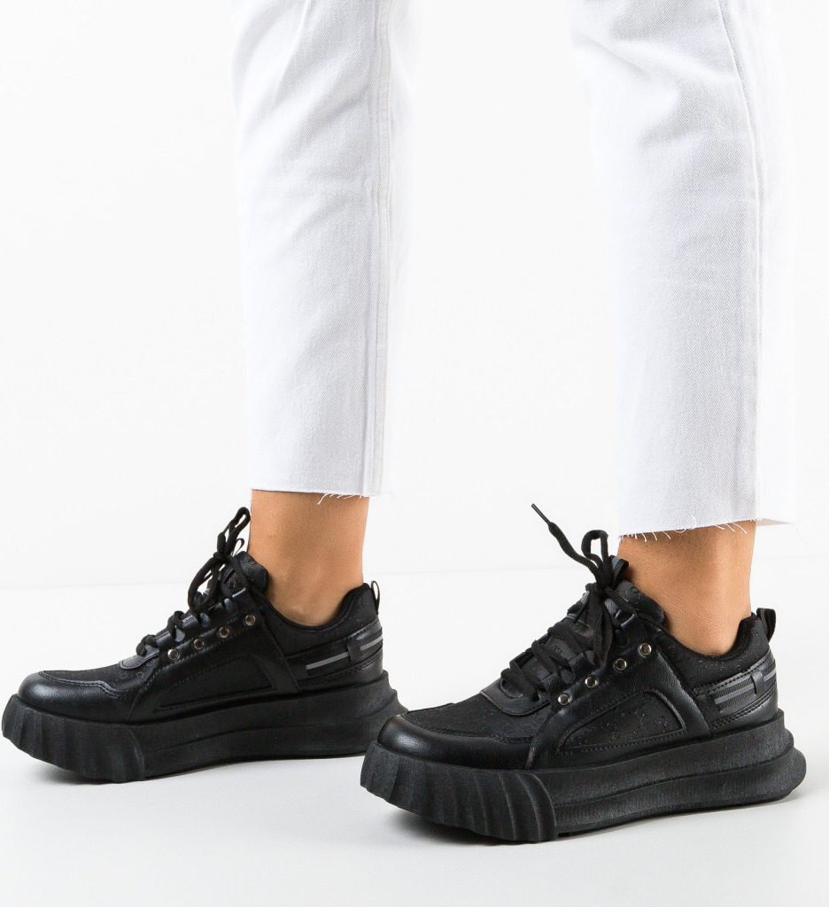 Sneakers Dama Aditya Negru - Confort si Stil - imagine 3