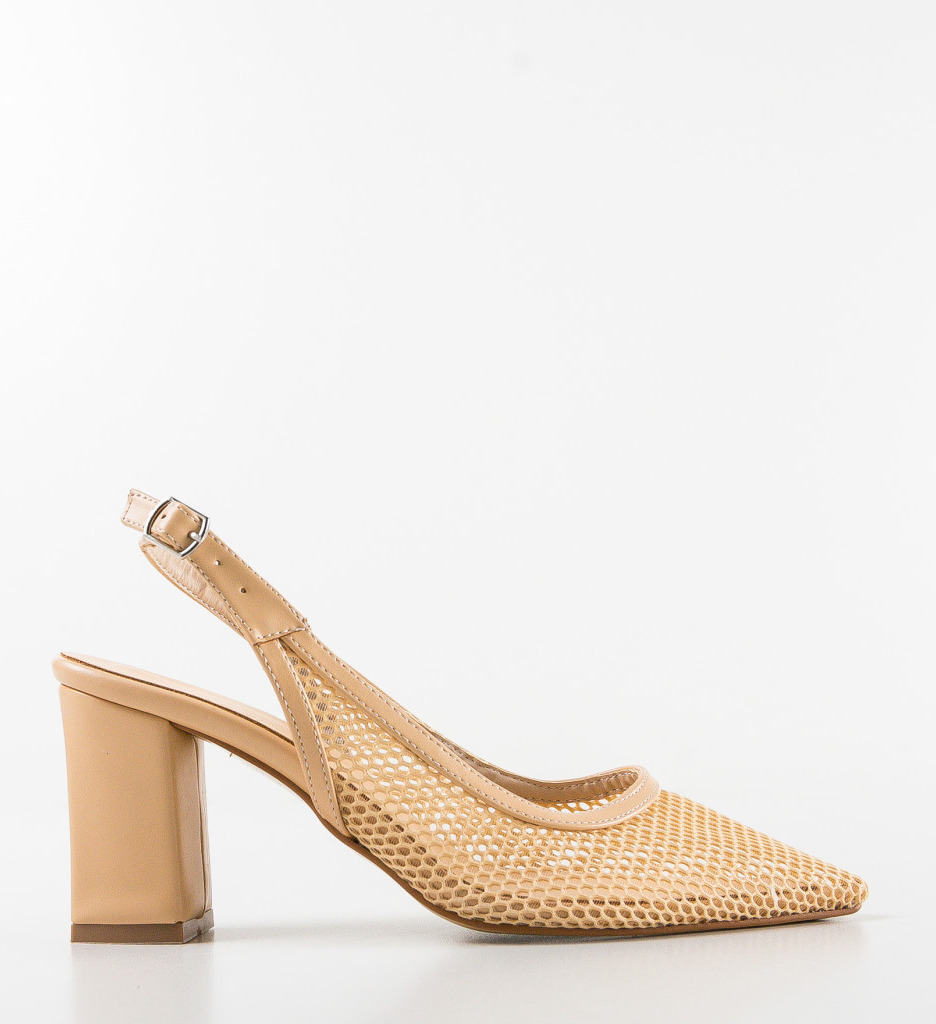 Pantofi Caresy Bej cu Toc Eleganți - imagine 5