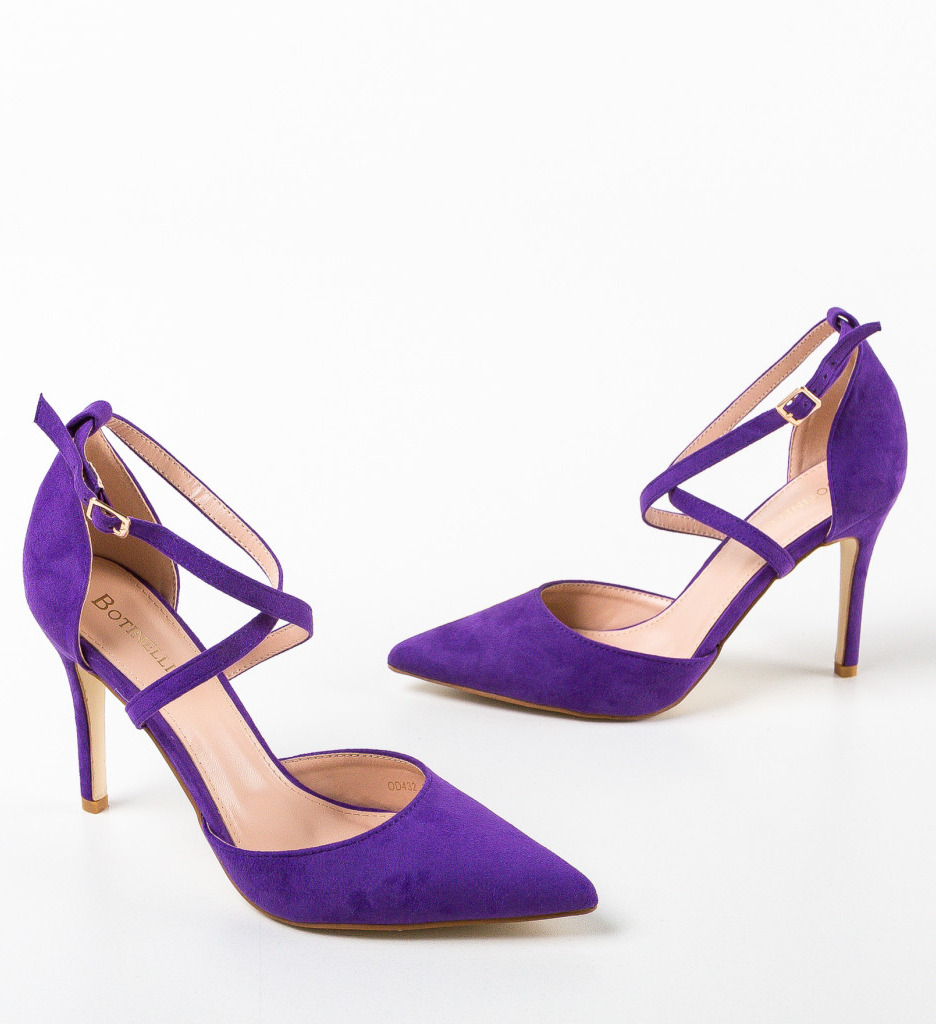 Pantofi dama Spatio Mov eleganti cu toc - imagine 6