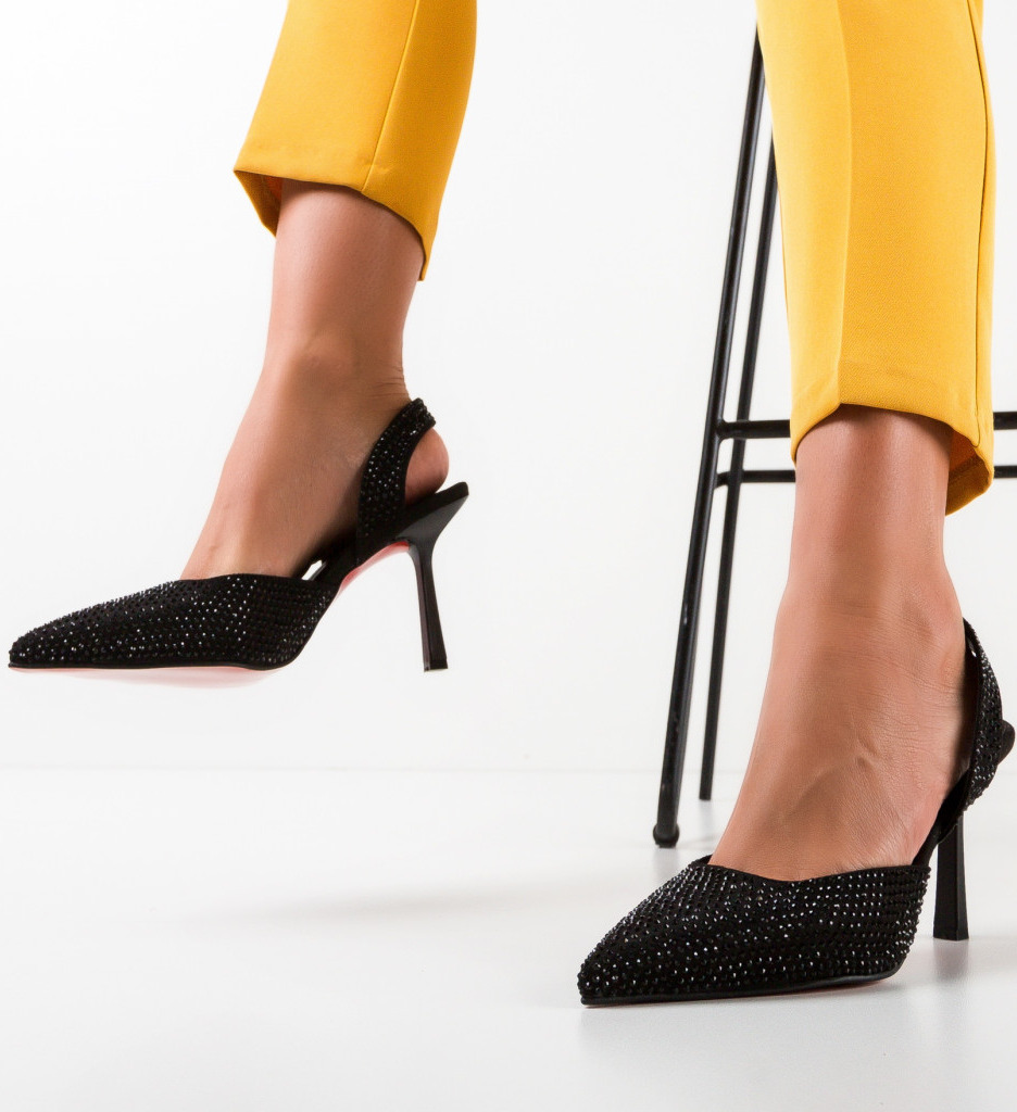 Pantofi Sheng Negri Eleganți cu Toc - imagine 3
