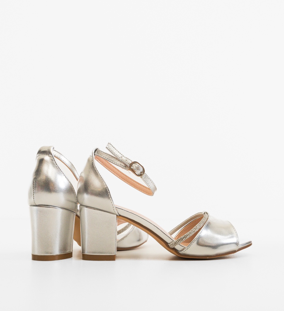 Sandale Leyre Argintii cu Toc Elegante - imagine 2