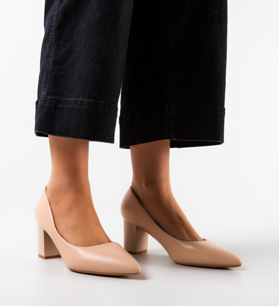 Pantofi Dama Boyleb Bej cu Toc Elegant - imagine 2