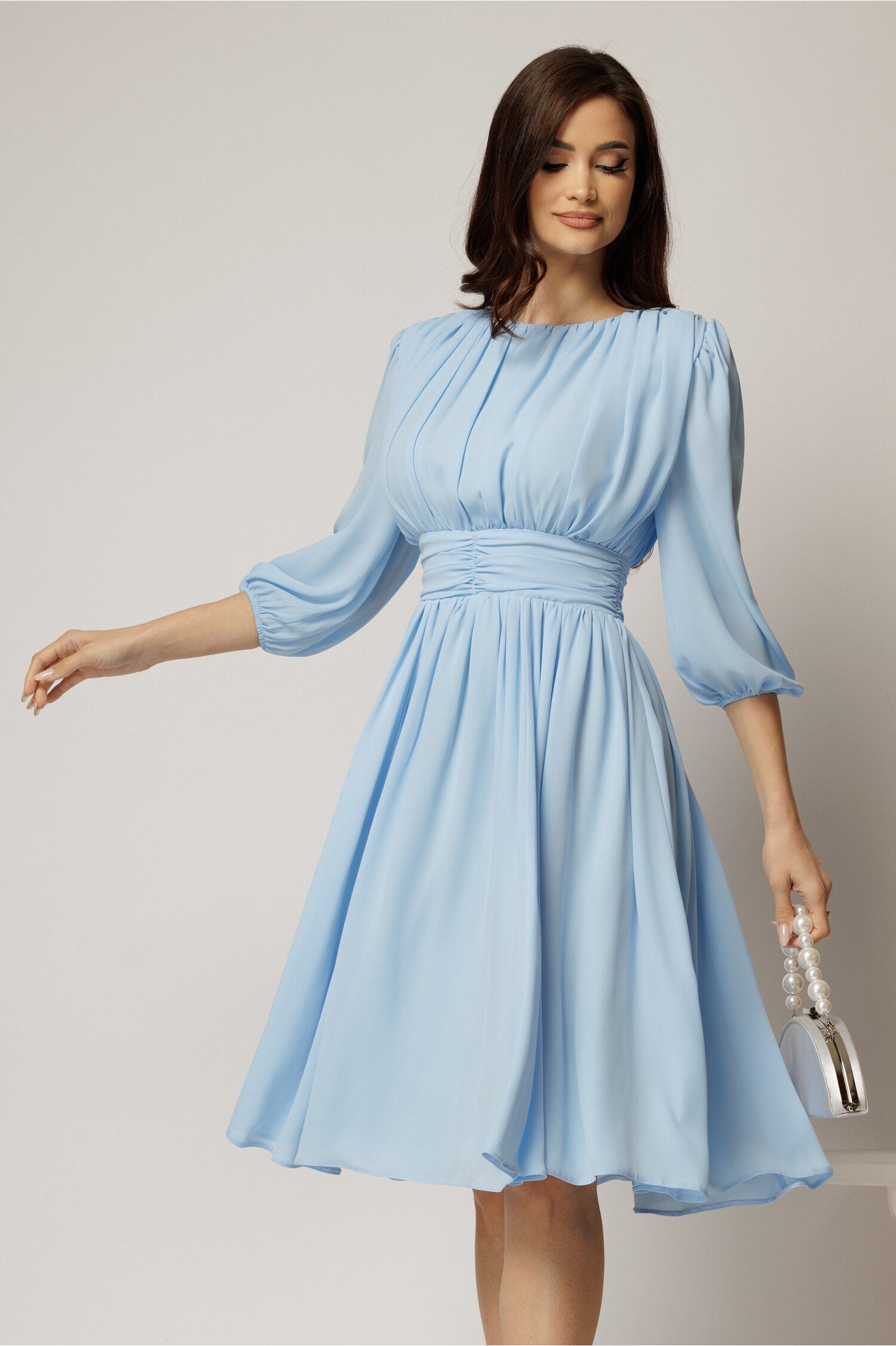 Rochie DY Fashion Bleu Clos cu Pliuri Elegante