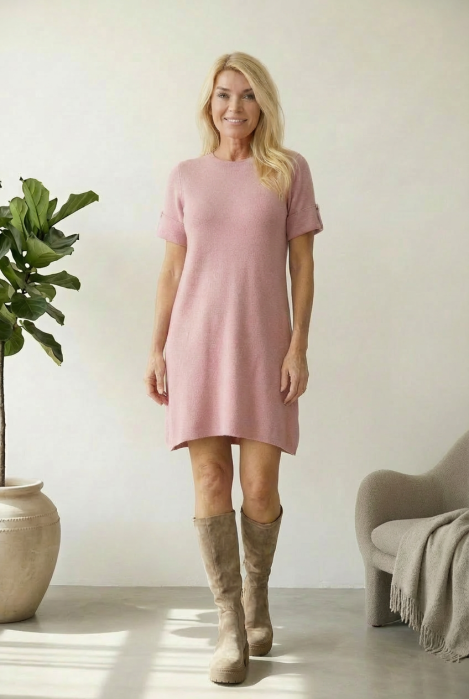 Rochie Tricotată A-Line Roz Shopika | Stil & Confort
