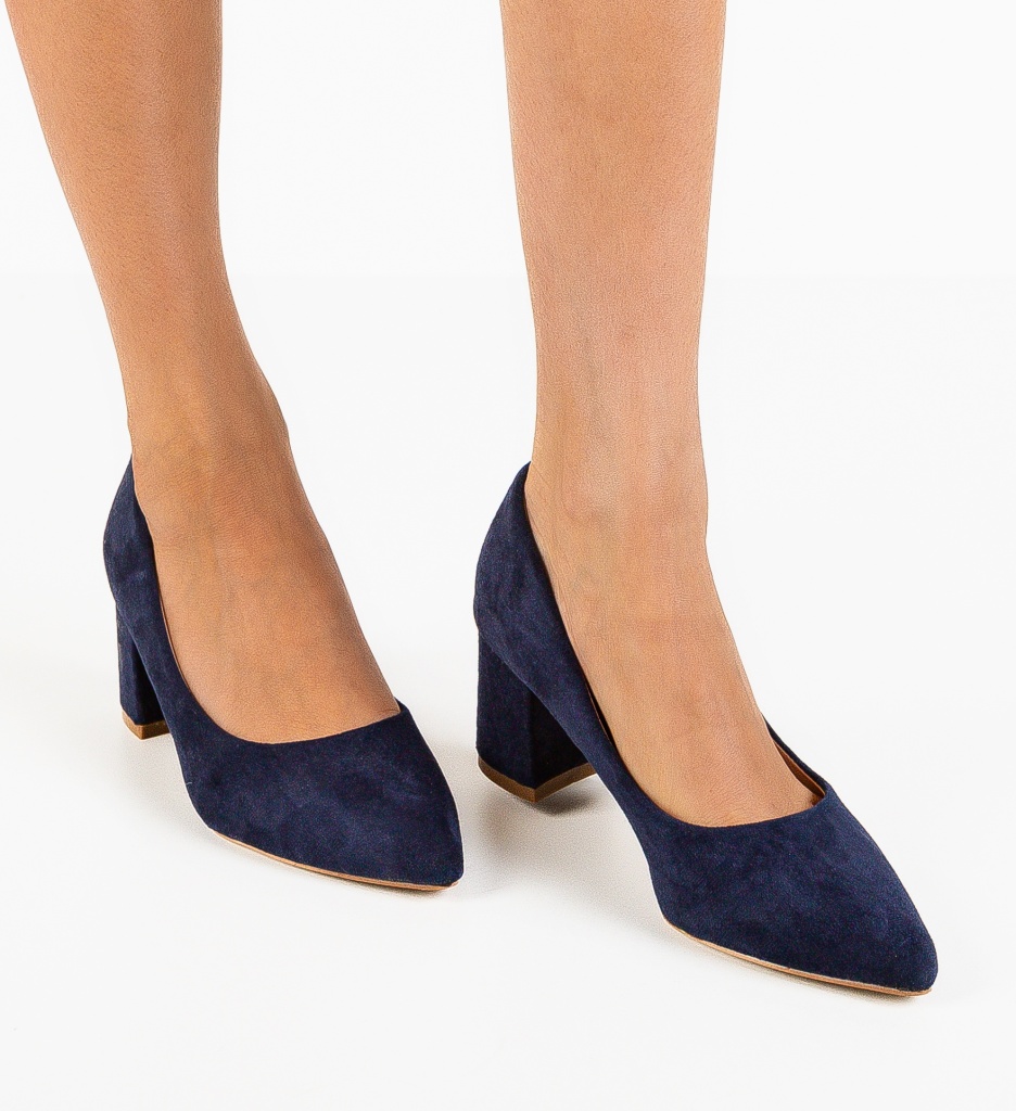 Pantofi Dama Popeq Bleumarin cu Toc Eleganti - imagine 3