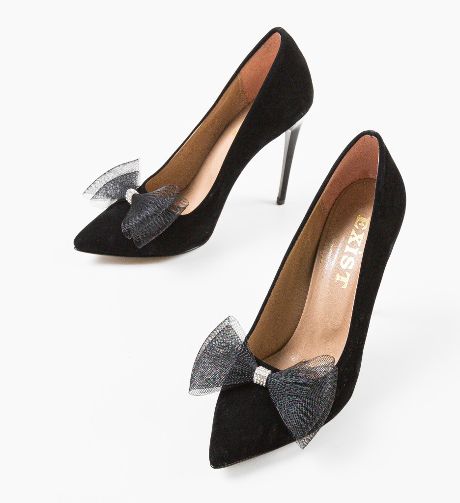 Pantofi dama Winere Negri cu toc elegant - imagine 6