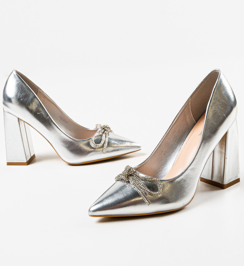 Pantofi Dama Argintii cu Toc - Eleganță și Stil - imagine 6