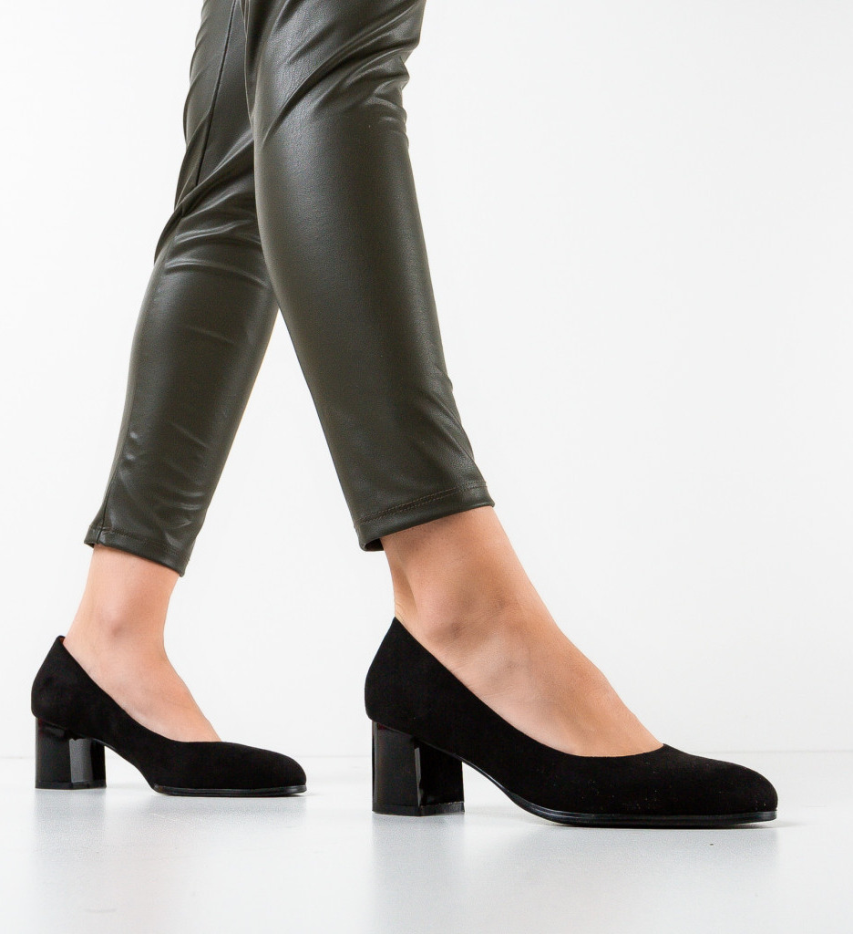 Pantofi Dama Mined Negri cu Toc Eleganți - imagine 3