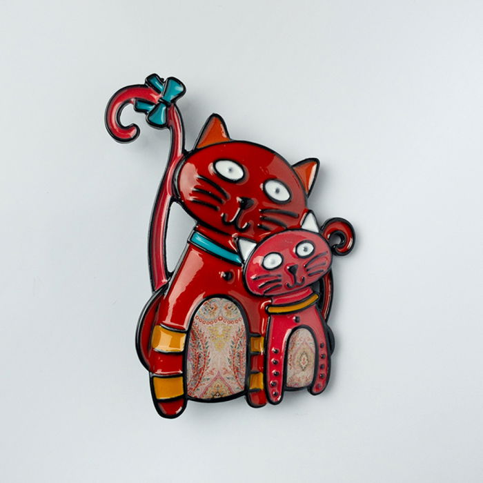 Brosa Pisica Metalica Shopika | Cadou Martisor