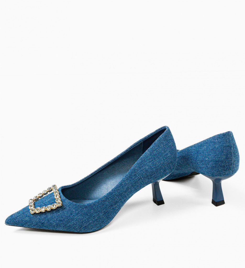 Pantofi Riya Albastri cu Toc Eleganți - imagine 7