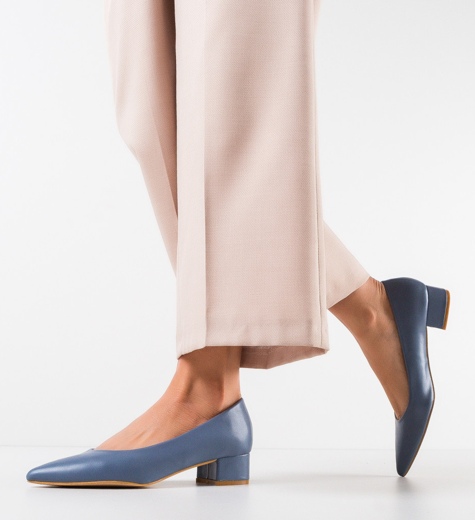 Pantofi Dama Rudd Albastri cu Toc Elegant
