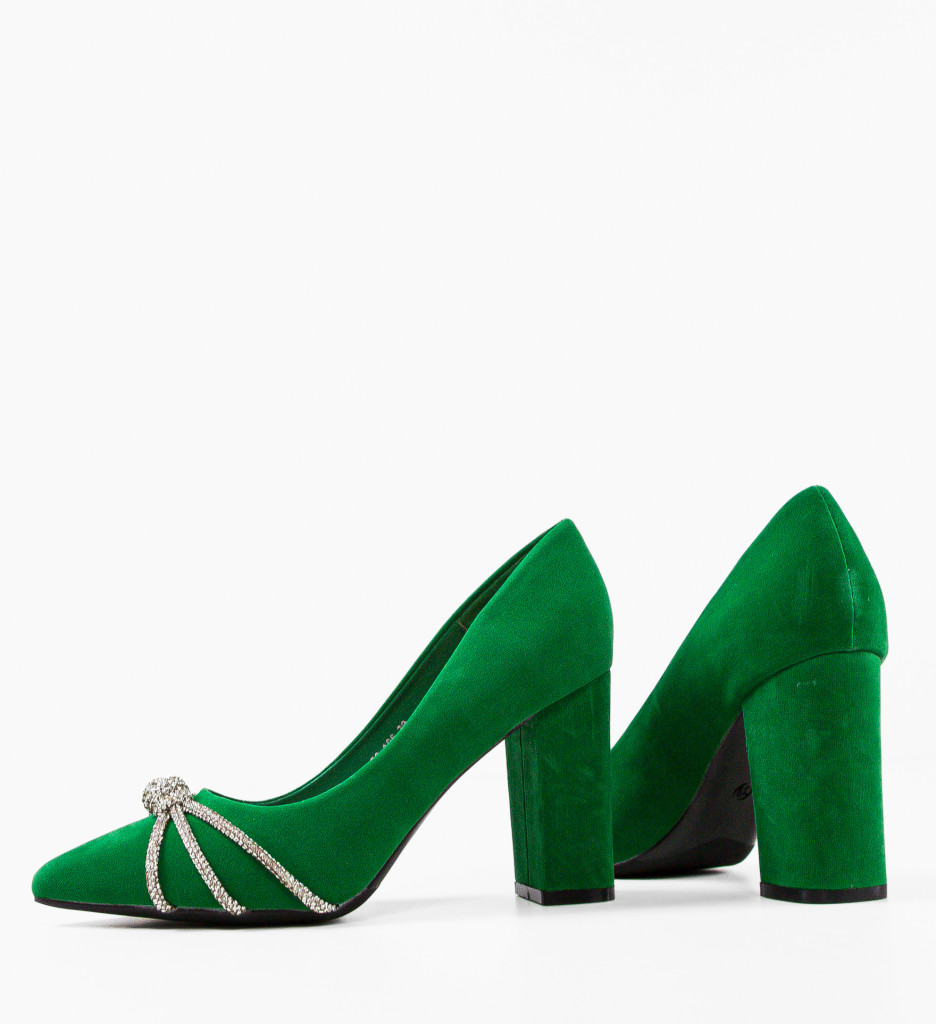 Pantofi dama Baylor Verzi eleganți cu toc - imagine 8