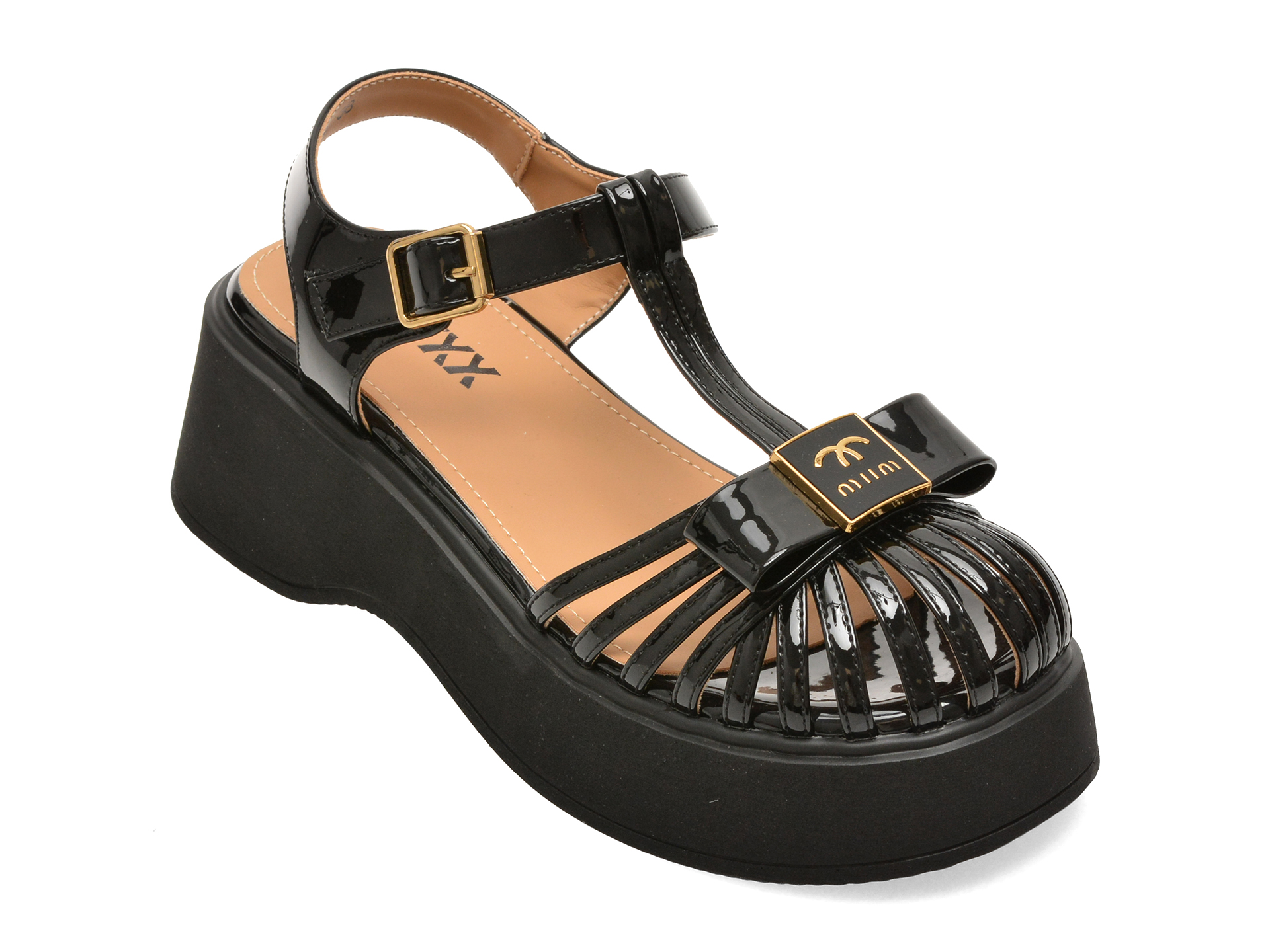 Sandale GRYXX Negre Piele Ecologică Lacuită