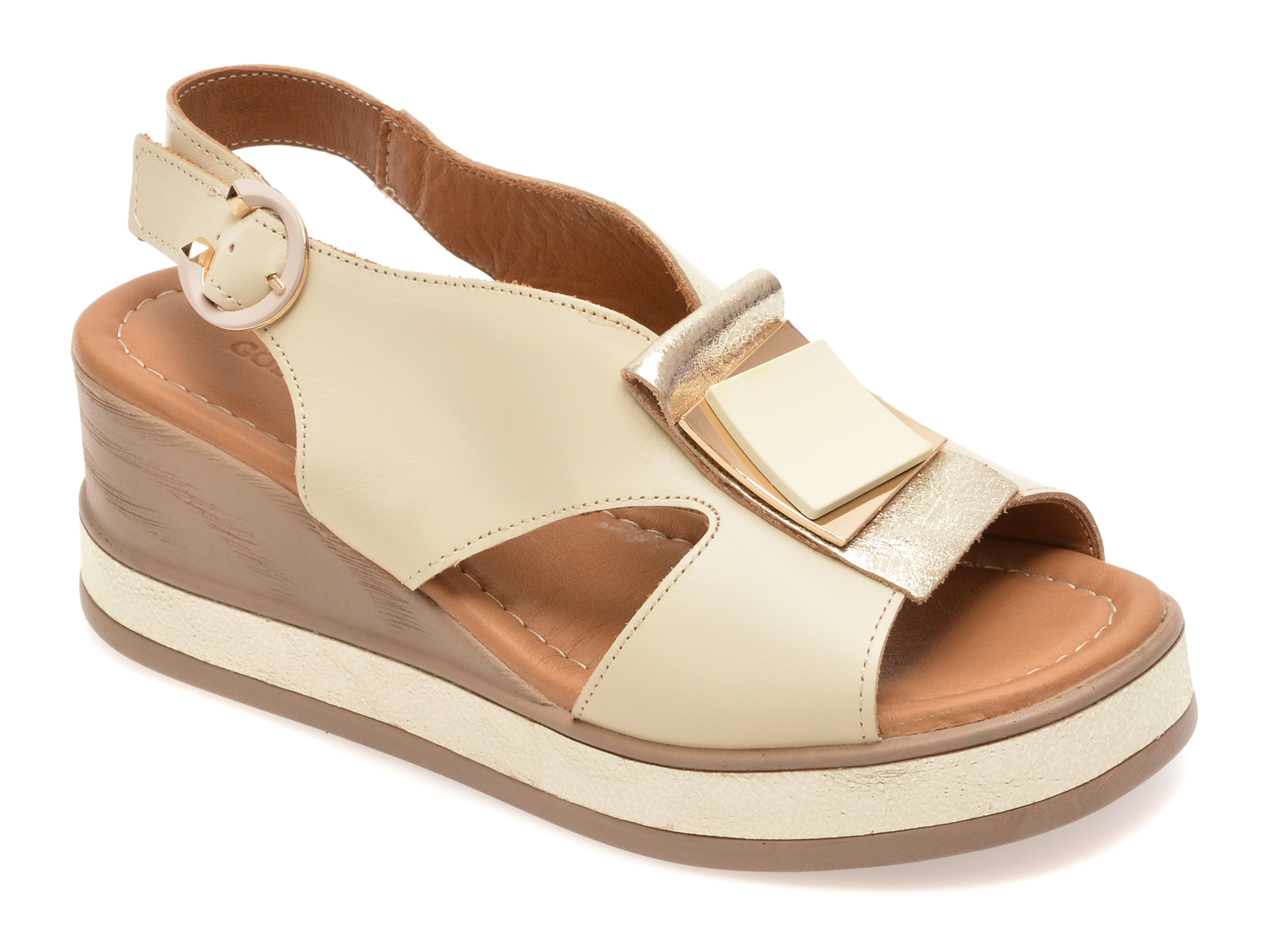 Sandale GOLD DEER aurii din piele naturala