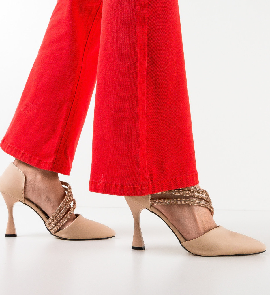 Pantofi Dama cu Toc Aquila Bej | Eleganță - imagine 4
