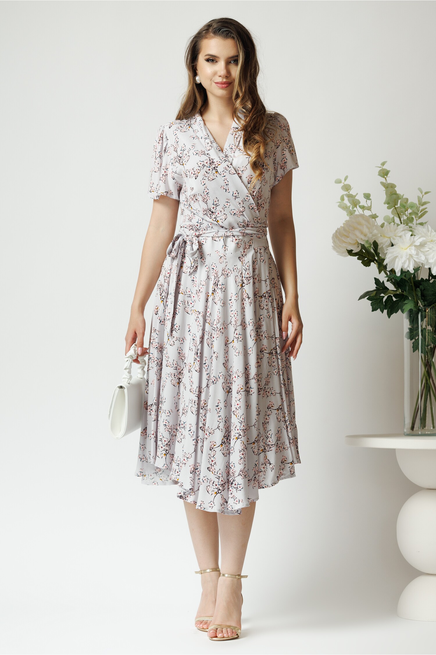 Rochie Viscoza cu Imprimeu și Cordon | Stil Comfort