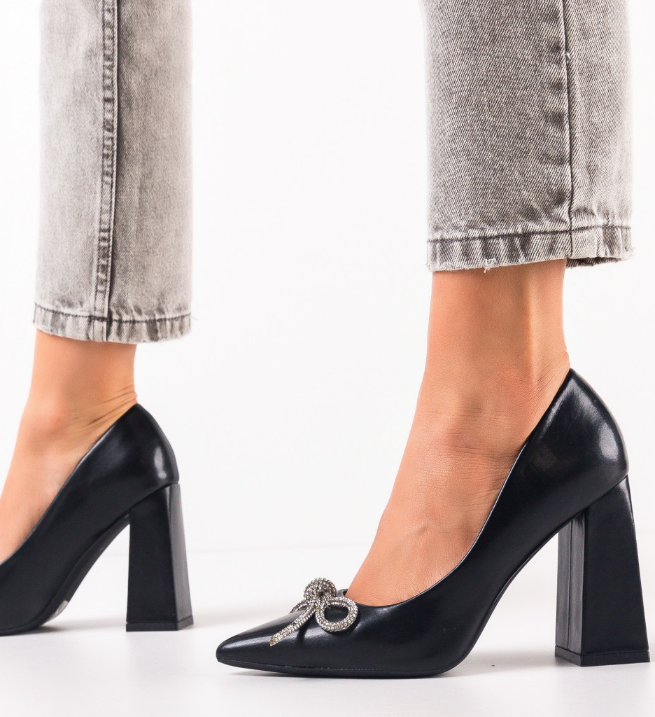 Pantofi Dark Negri Eleganți cu Toc - Stil Refined - imagine 2