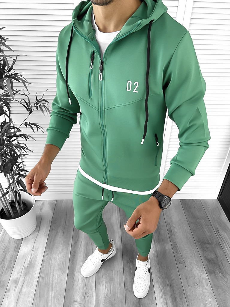 Trening Barbati Slim Fit din Bumbac Verde