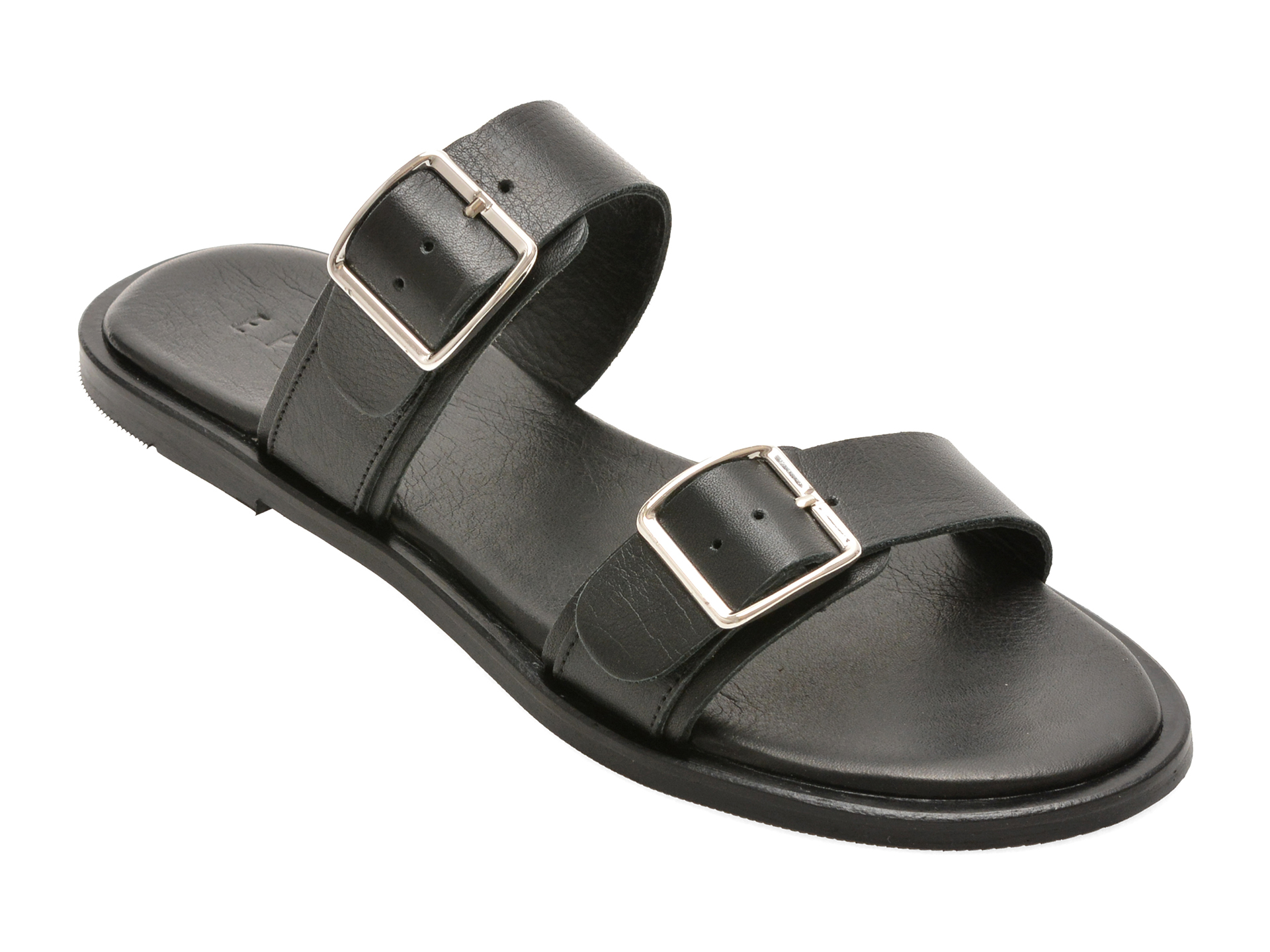 Papuci Epica Y07 negri din piele naturală