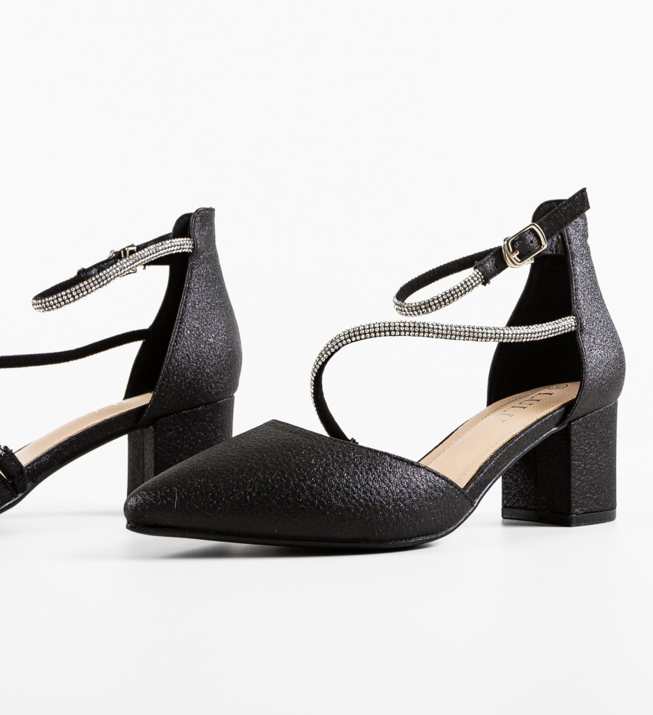 Pantofi Charis Negri Eleganți cu Toc - imagine 6