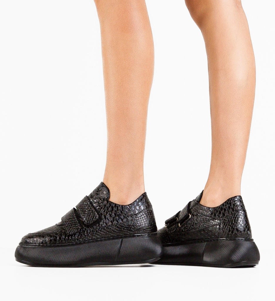 Pantofi Casual Mernera Negri - Confort Maxim - imagine 2