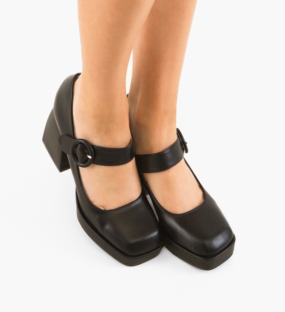 Pantofi Trinity Negri Eleganți cu Toc