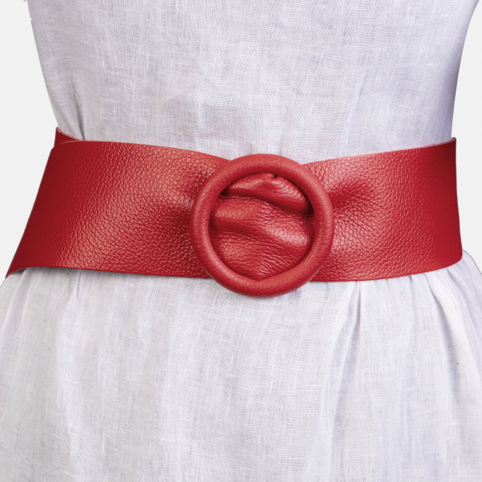 Curea Rosie Shopika Piele Naturala | Accesoriu Statement - imagine 2
