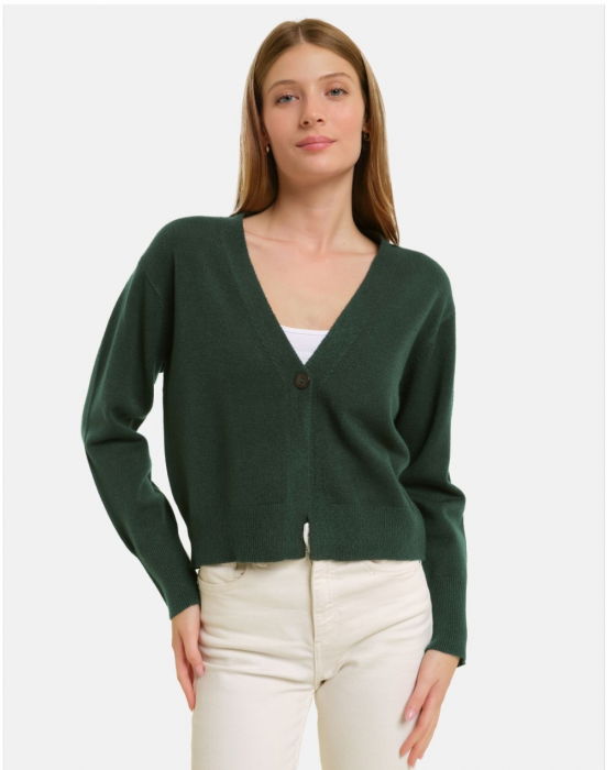 Cardian V Verde Tricotaj Fin Shopika