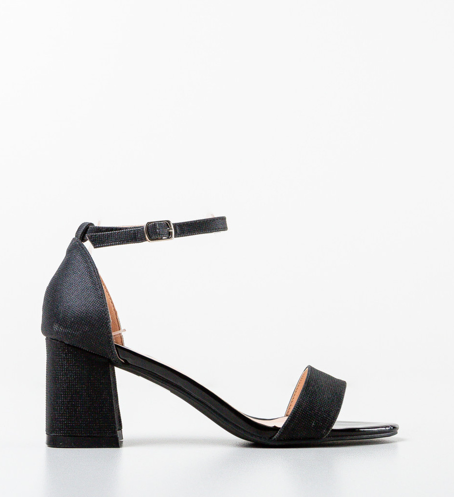 Sandale Parker Negre Elegante cu Toc - imagine 4