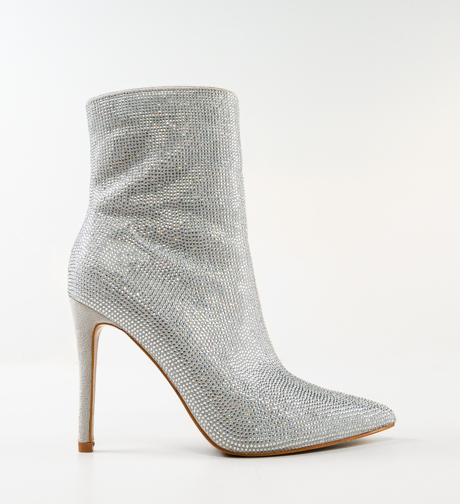 Botine Dama Fatma Argintii - Eleganță și Stil - imagine 4