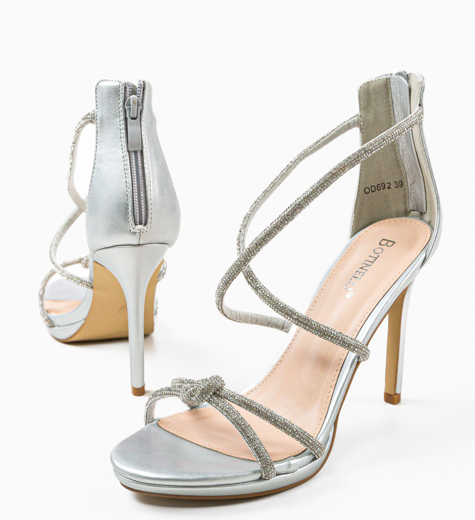 Sandale Toc Argintii Elegante - Stil Feminin
