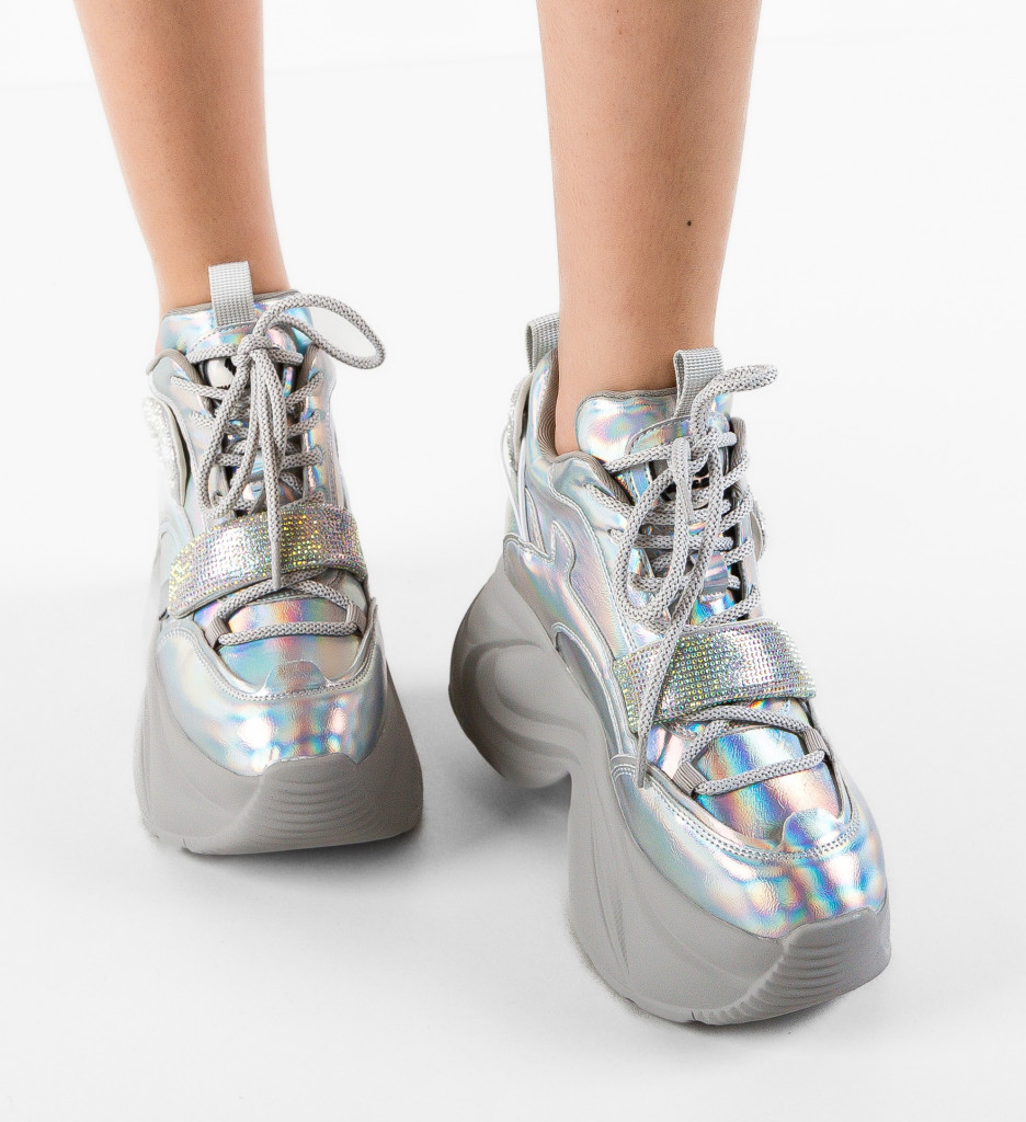 Sneakers Dama Bogota Argintii | Confort & Stil - imagine 2