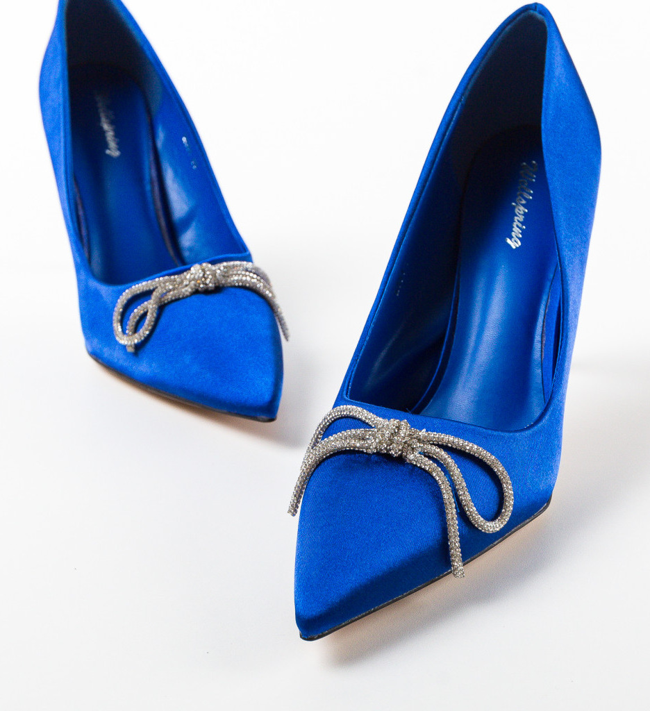 Pantofi dama Ishmael albastri cu toc elegant - imagine 5