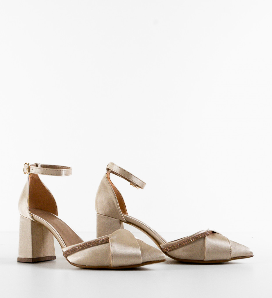 Pantofi Herrera Bej Eleganți cu Toc - imagine 4