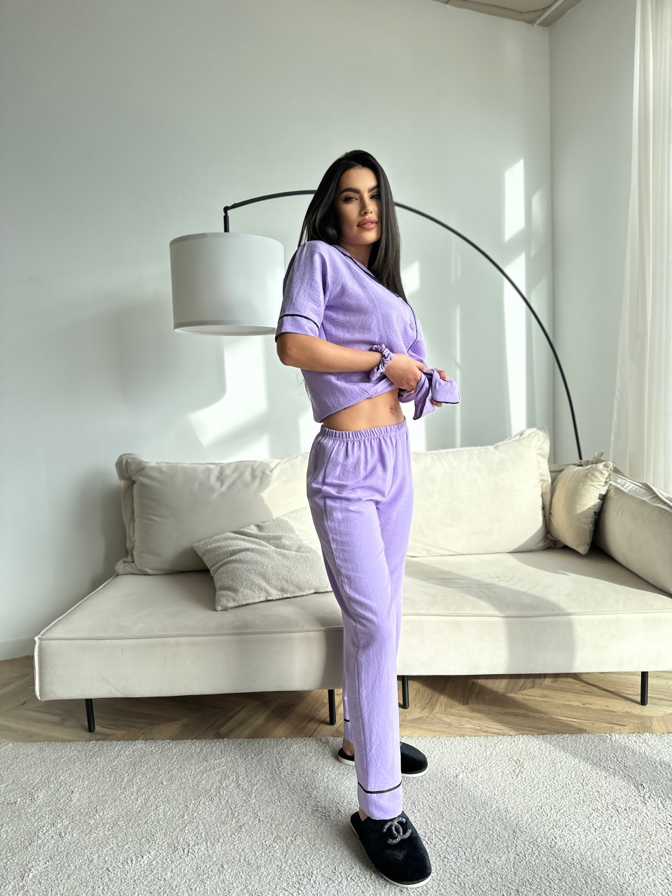 Set Pijama Dama Delis, 2 Piese, Lila - imagine 6