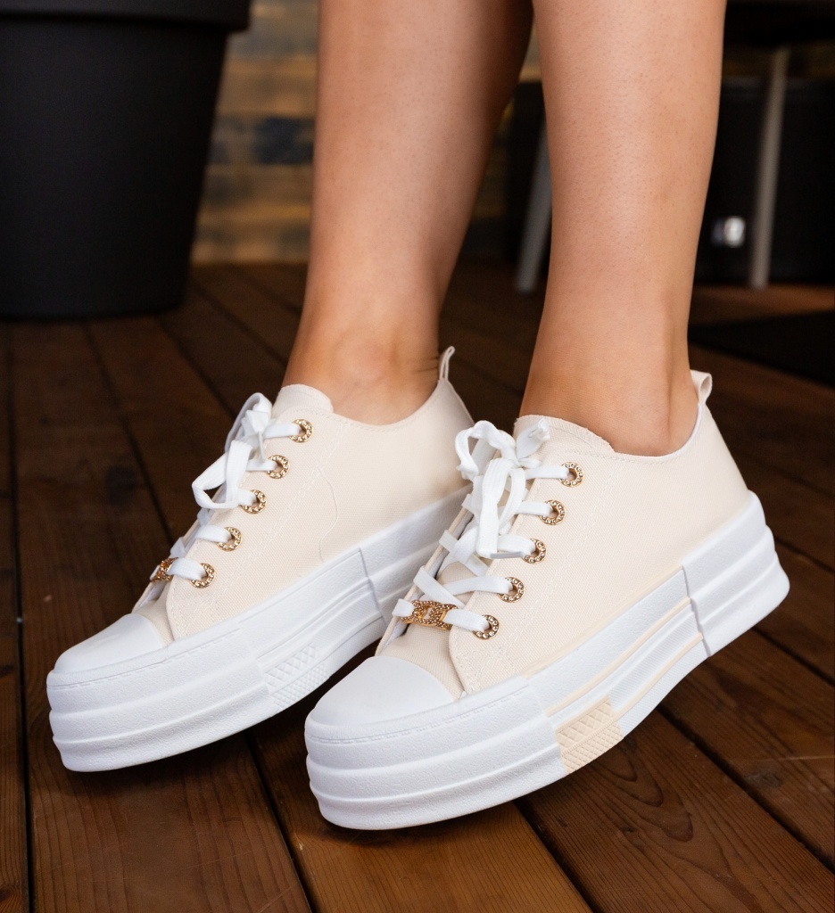 Sneakers Dama Heyh Bej - Confort Sporit - imagine 3