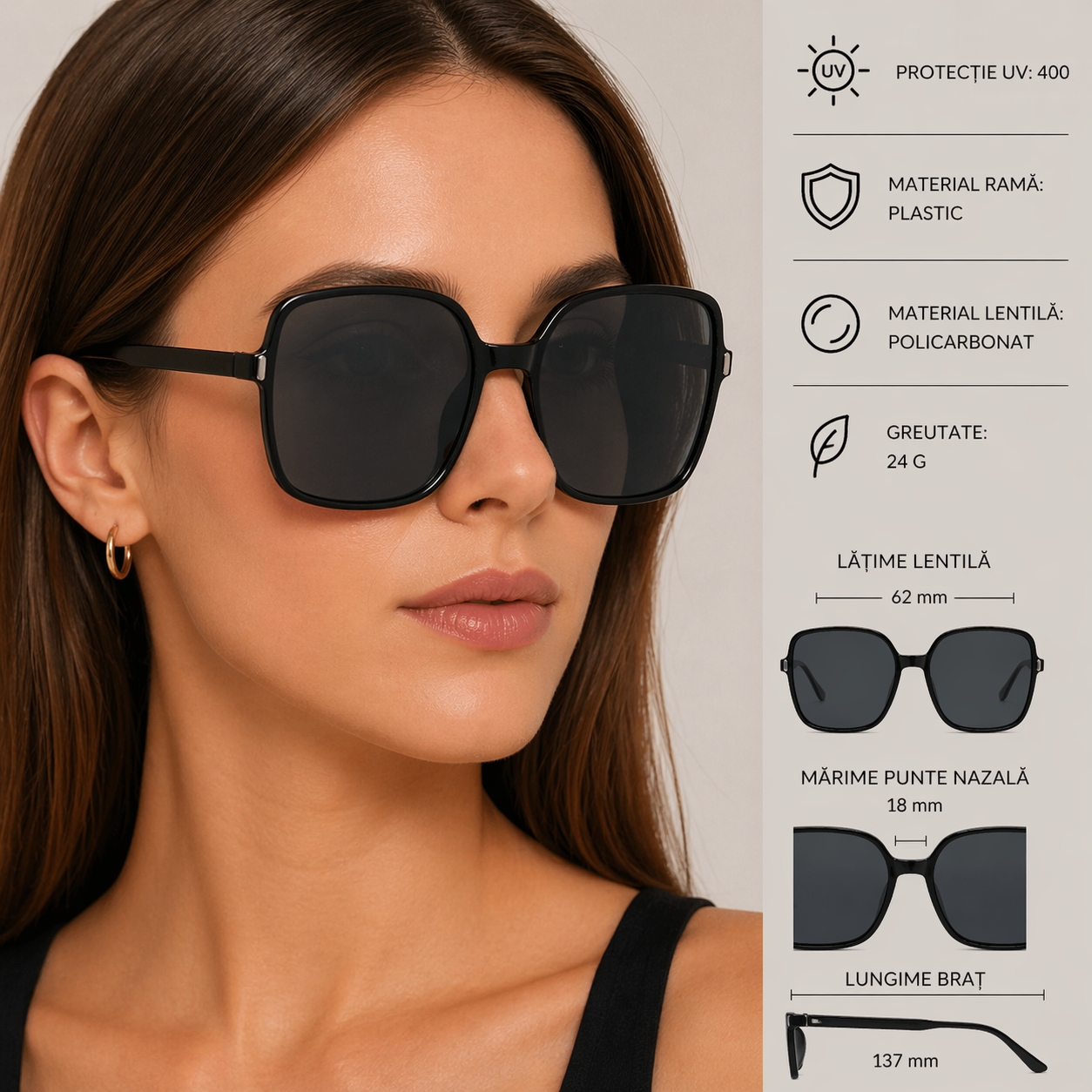 Ochelari soare Picadili SG142 Negru cu protecție UV400 - imagine 4