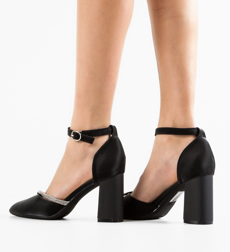 Pantofi Dama Dem cu Toc Eleganți Negri - imagine 2
