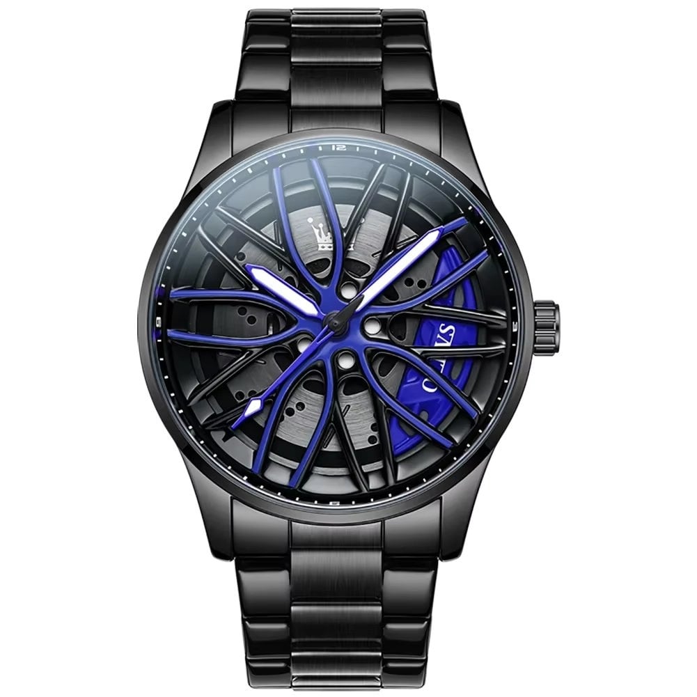 Ceas Barbatesc Olevs Otel Inoxidabil, Cadran Albastru