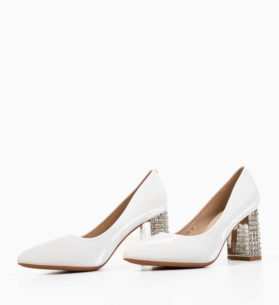 Pantofi Dama Vodal Albi Eleganți cu Toc - imagine 6