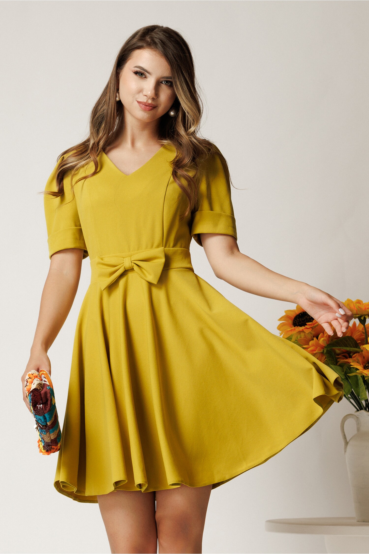 Rochie DY Fashion Verde Lime Clos cu Funda | Eleganță