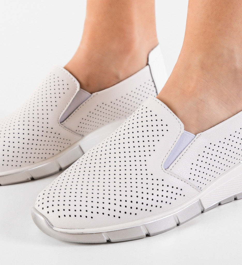 Pantofi Pufine Albi Casual - Confort și Stil - imagine 6