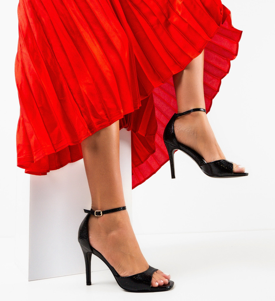 Sandale cu toc Lekaz Negre Elegante
