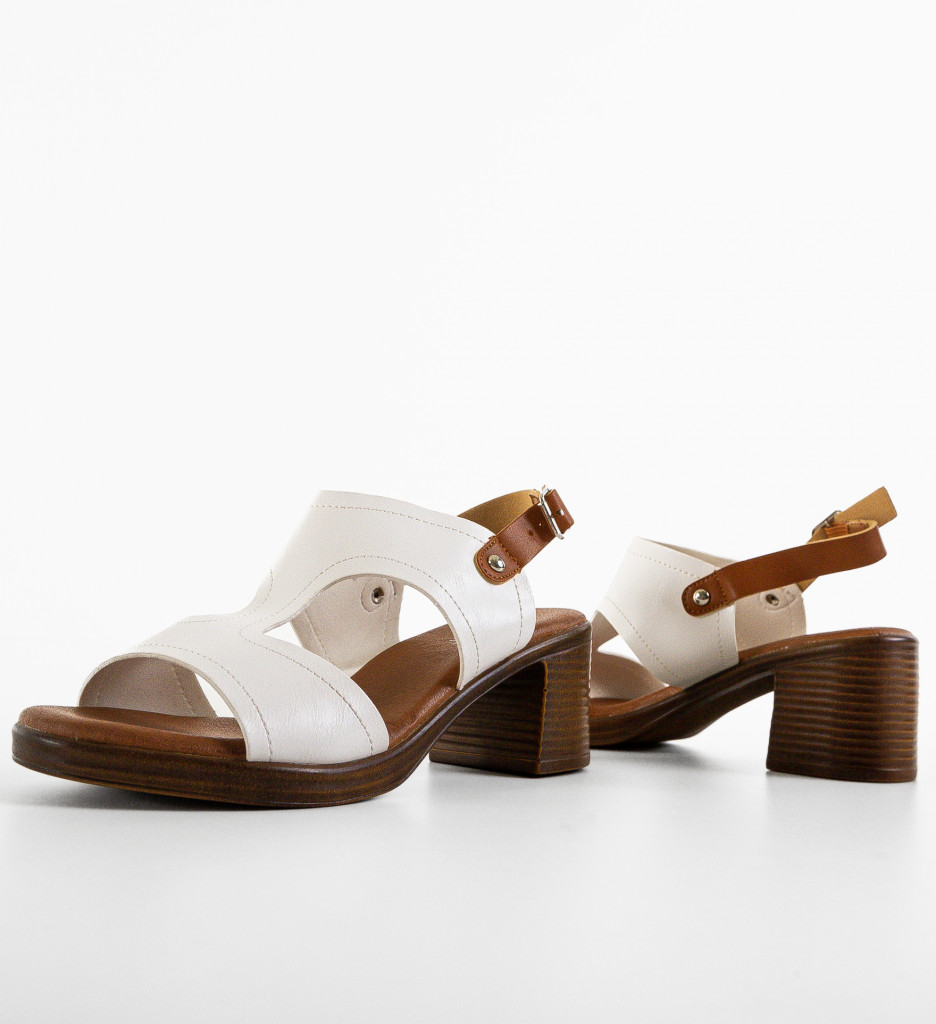 Sandale cu toc Ashton Albe | Eleganță și Stil - imagine 5
