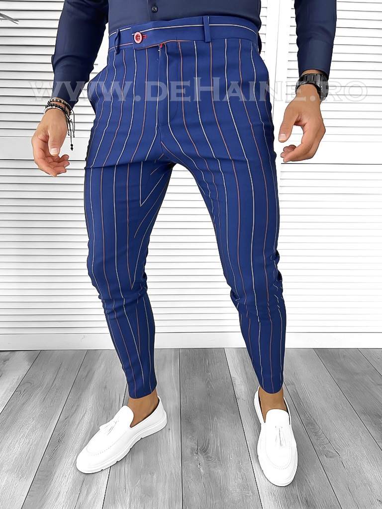 Pantaloni Eleganți Bleumarin Bărbați B7871