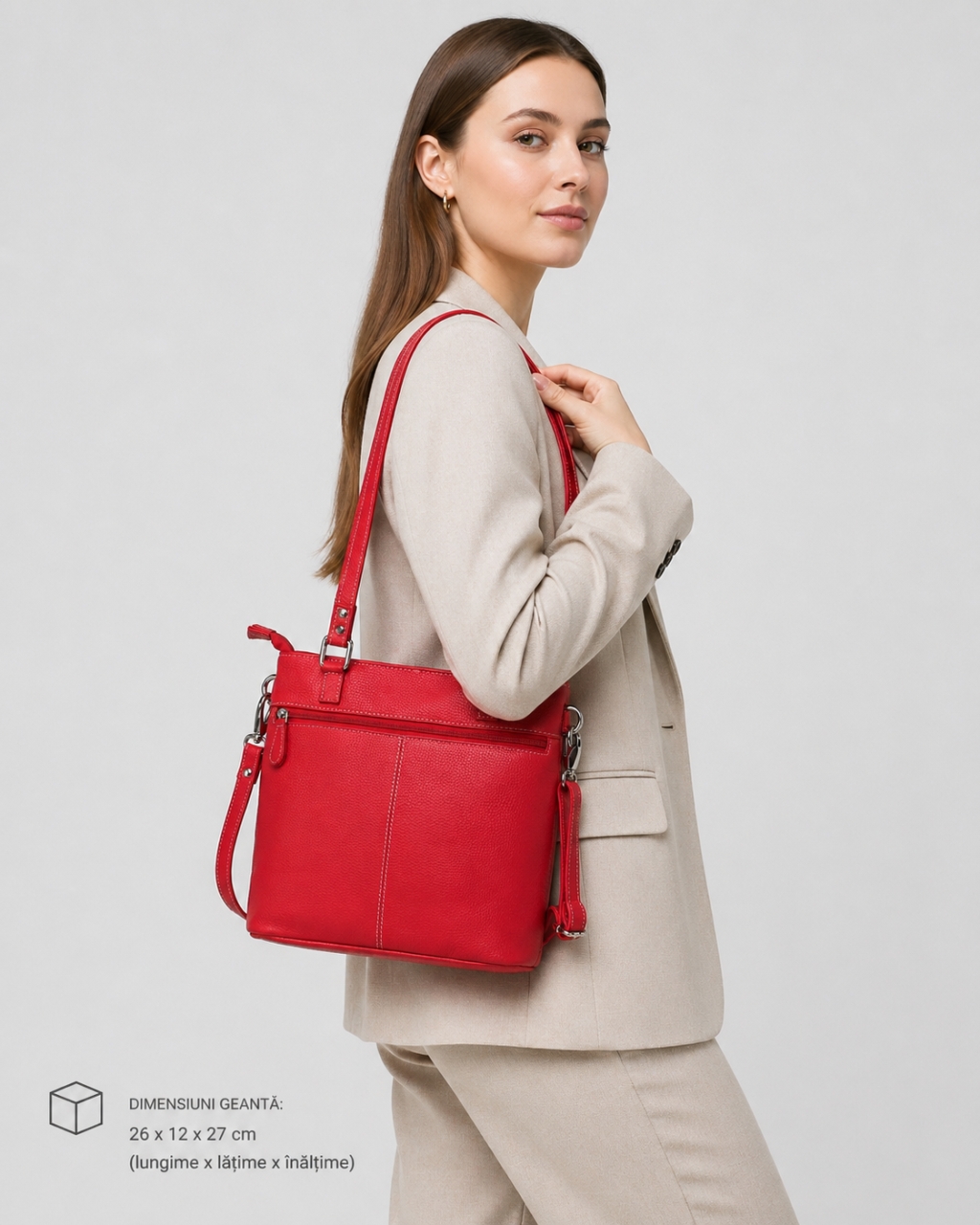 Geanta Anne GT3852 Piele Naturala Rosu - imagine 2