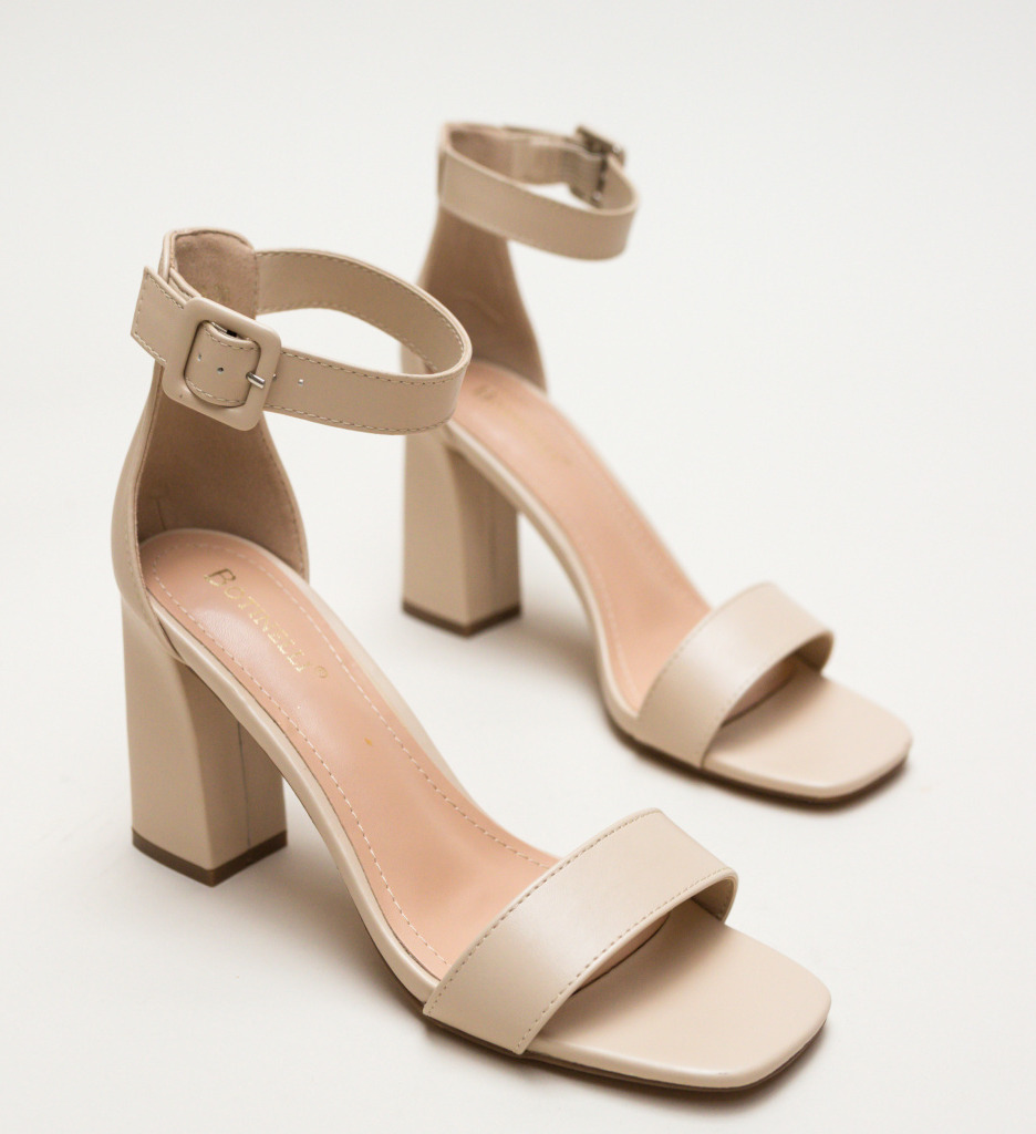 Sandale Gingero Bej cu Toc Elegant - imagine 5