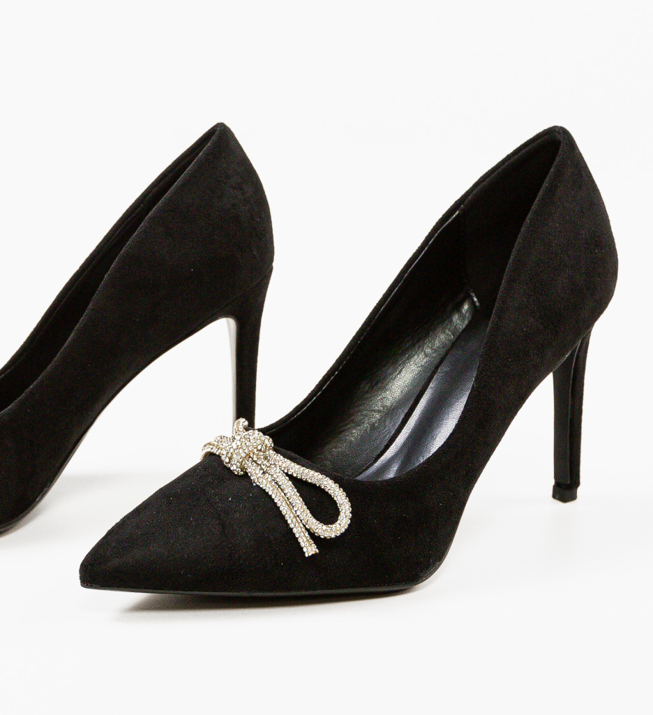 Pantofi Tarsay cu toc negri eleganți - imagine 6